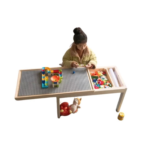 80×46×50cm multi-functional solid wood Drawing and building blocks table