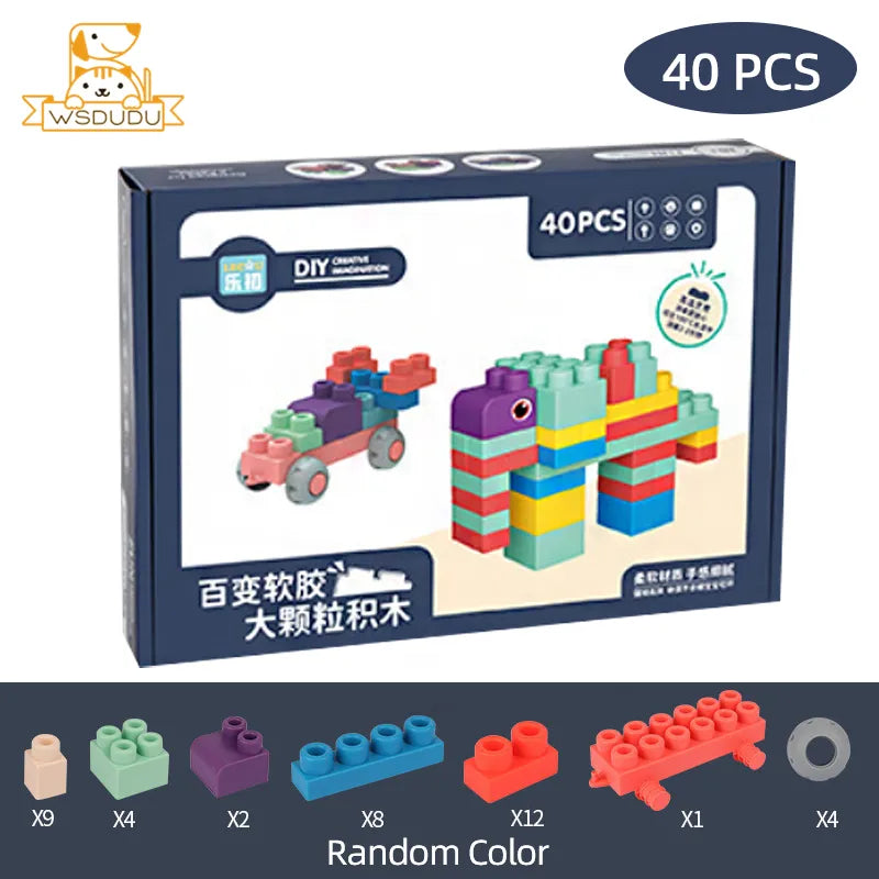 Big Rubber Flexible Building Blocks, Baby Construction Cubes