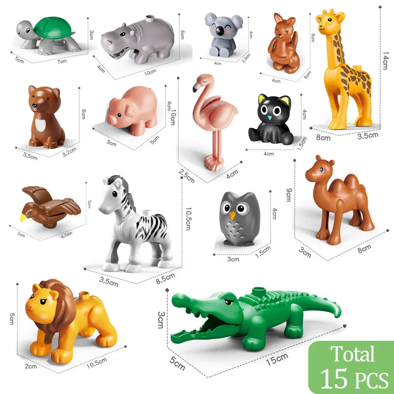 62-310 pieces DIY Building Blocks Bulk Compatible with Duplo Animals