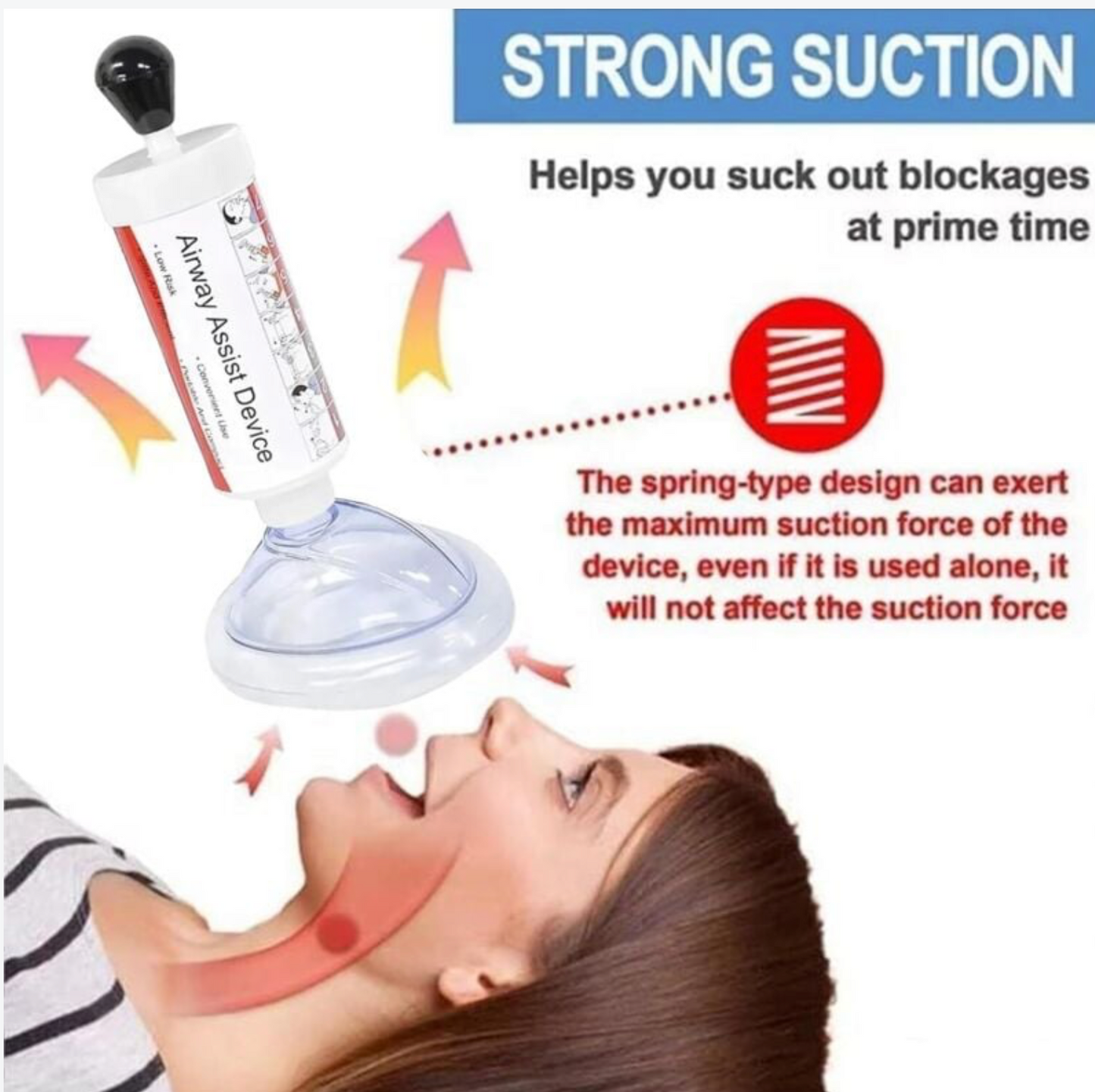 Choking Rescue Device, Portable Airway Suction Device, Professional Choking First Aid Device, with Storage Bag, Black
