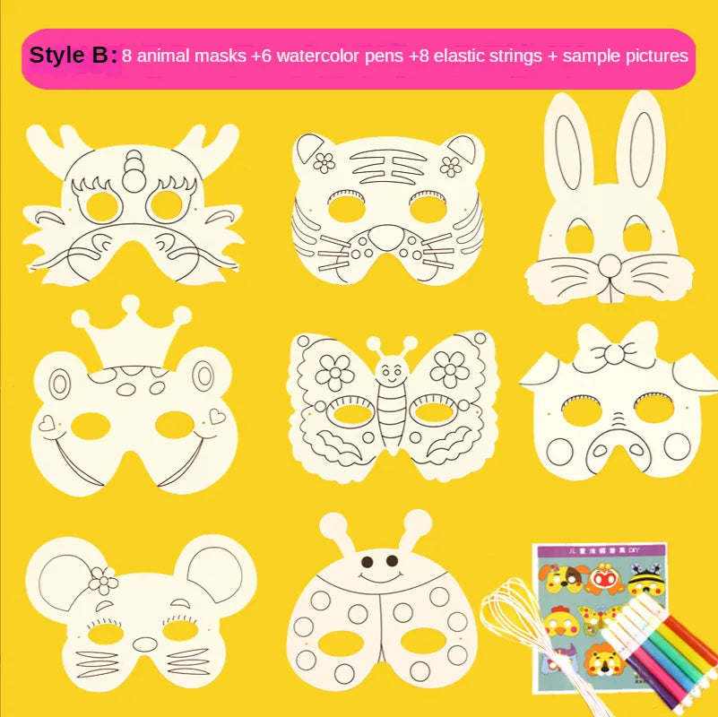 Crafts Paper Mask Hand-painted White Paper Card Material with Colour Pens