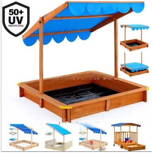 Children's outdoor sand / play box with sunshade awning