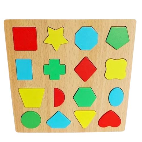 Montessori Multiple First Shape Puzzle, Wooden Geometric Colour Sorter