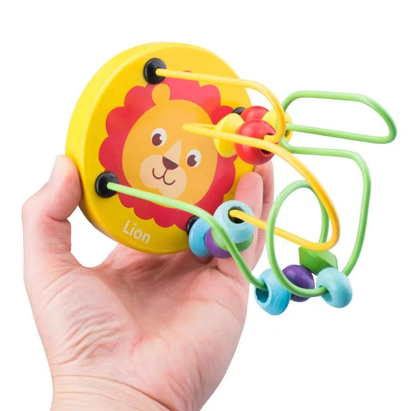 Mini Montessori Wooden Wire Maze Roller Coaster Toddler Early Educational Puzzles Toy for Children infant