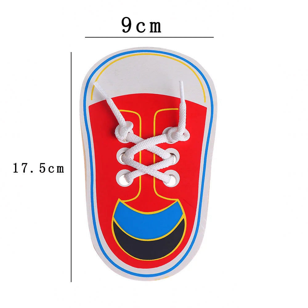 Children Wooden Tie Shoe Lace, Montessori Learning
