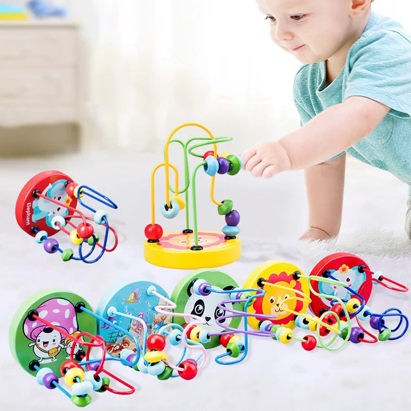 Mini Montessori Wooden Wire Maze Roller Coaster Toddler Early Educational Puzzles Toy for Children infant
