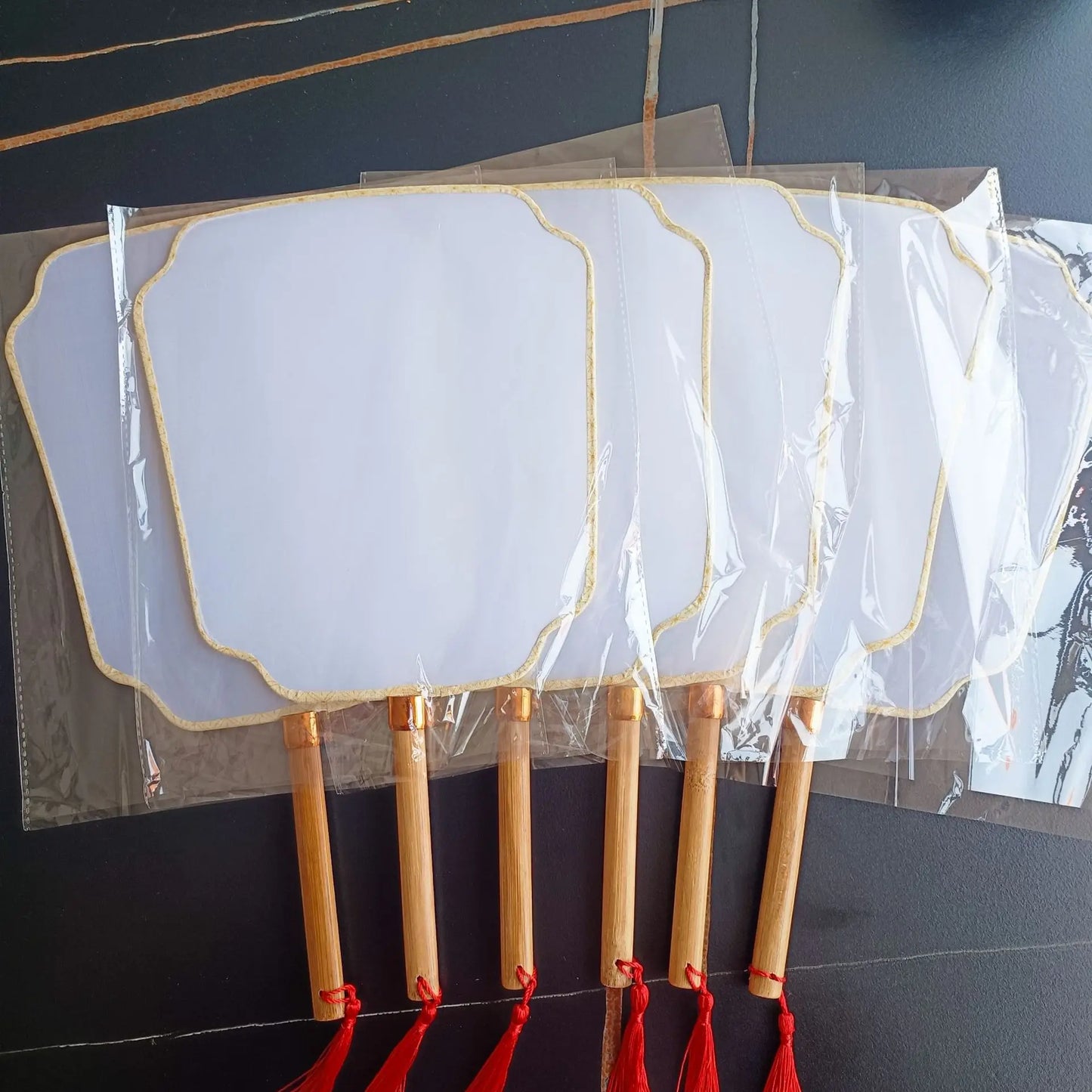 10PC DIY Bamboo Handle Silk Blank Round Chinese Fan for Painting