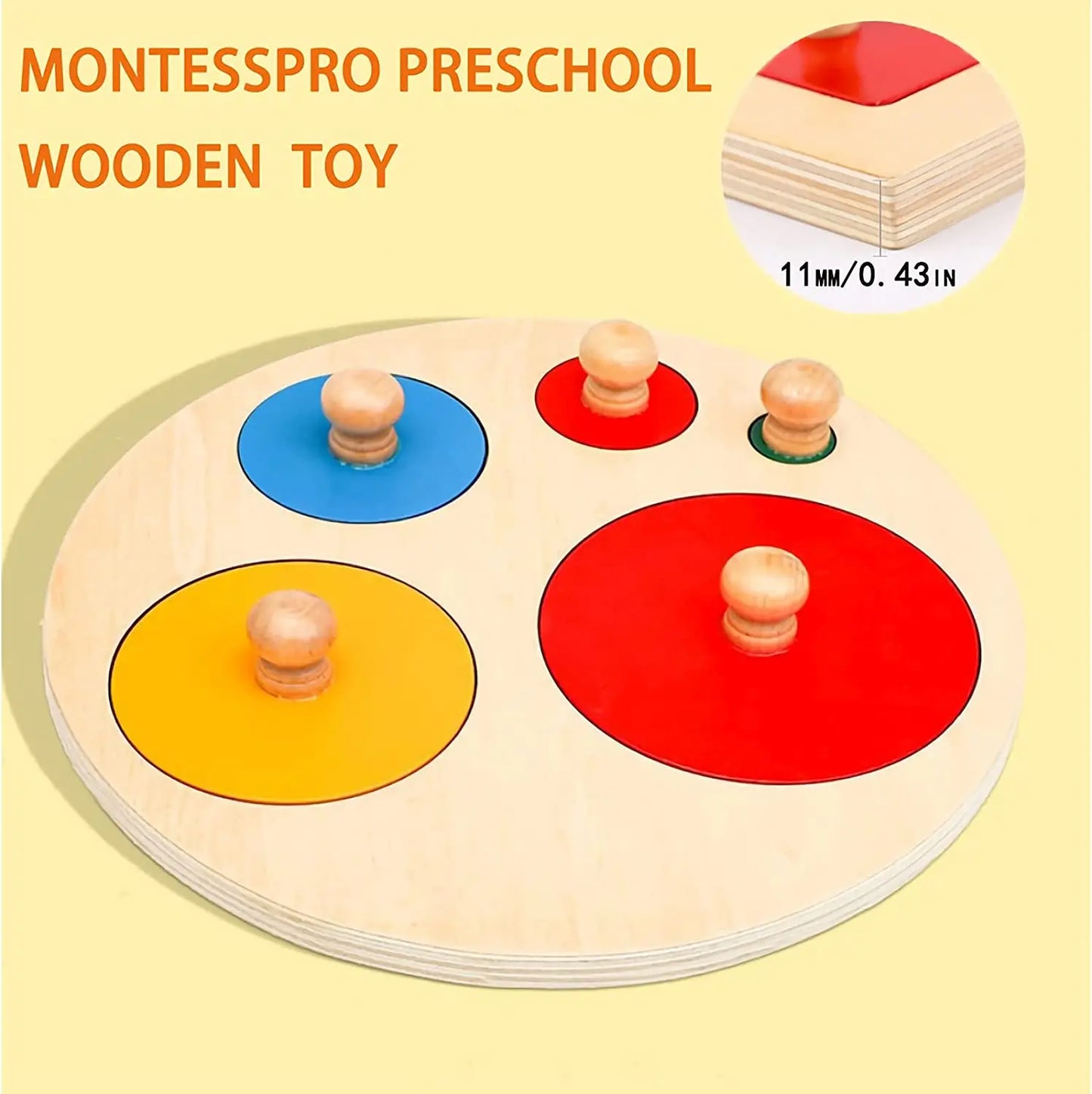 Montessori Multiple First Shape Puzzle, Wooden Geometric Colour Sorter