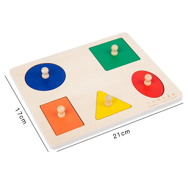 Montessori Multiple First Shape Puzzle, Wooden Geometric Colour Sorter