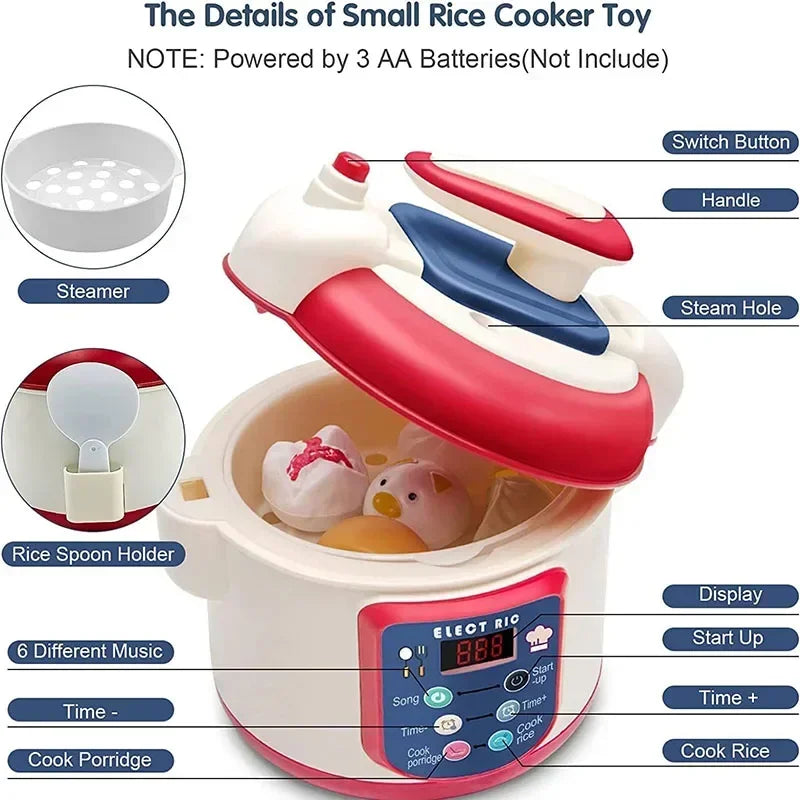 Pretend Play Pot Utensils Set Toys Dishwasher with Induction Cooker Rice Bowls Chopsticks Kitchen Toy Gifts for Kids