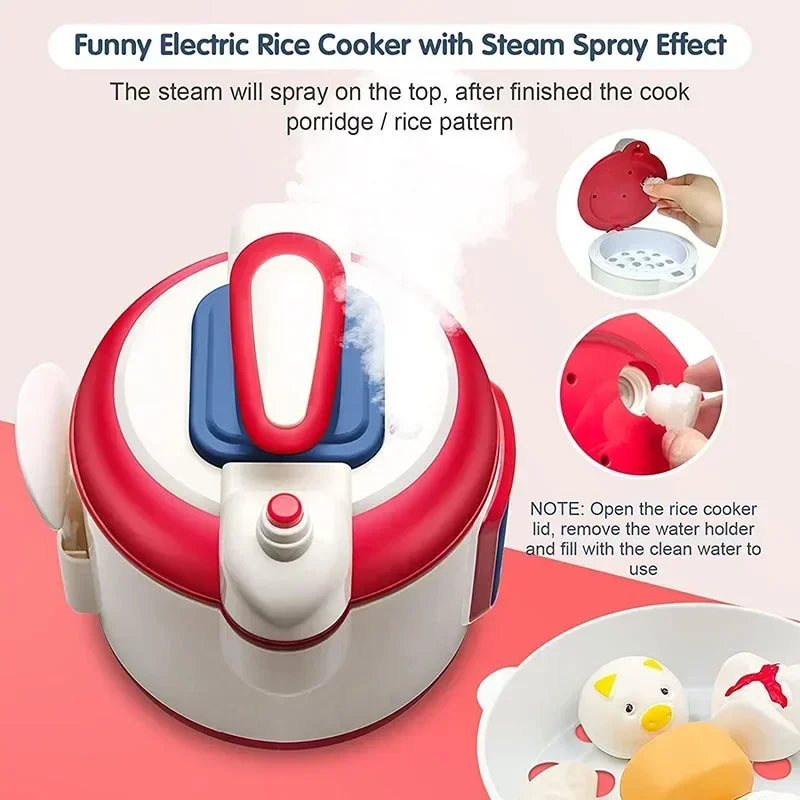 Pretend Play Pot Utensils Set Toys Dishwasher with Induction Cooker Rice Bowls Chopsticks Kitchen Toy Gifts for Kids