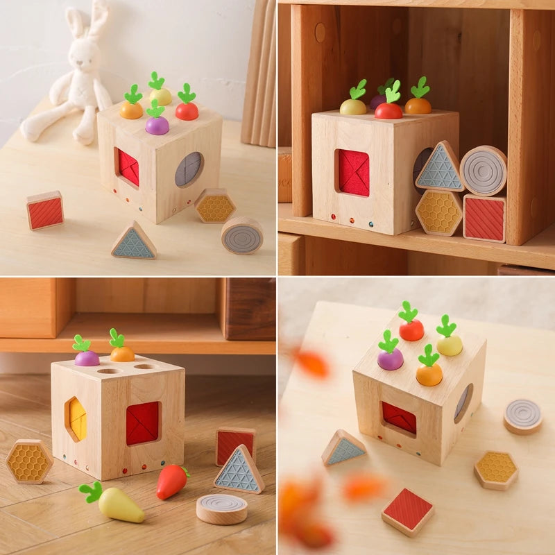 Pulling out Radish Shape Matching Wooden Educational Toy