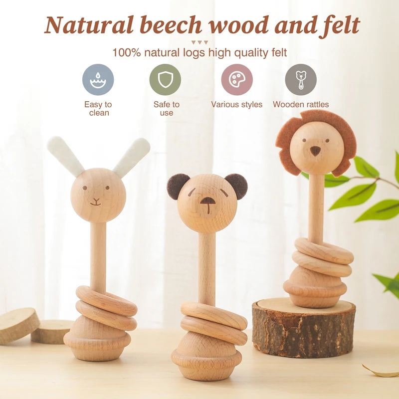 Baby Wooden Montessori Rattle Puzzle