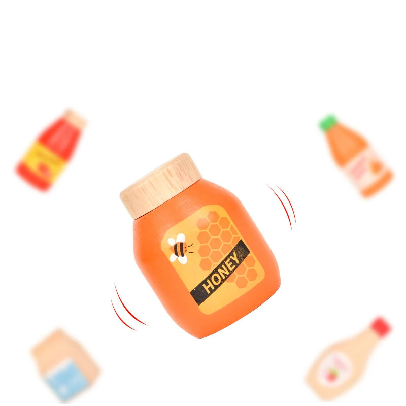 Pretend Play Wooden Drink and Food Set, Montessori Educational Kitchen