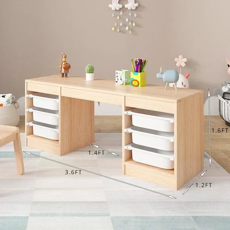 Toy Storage Drawer Organizer for Kids Children Furniture Study Table with Wooden Box Kids Table Storage and Organization