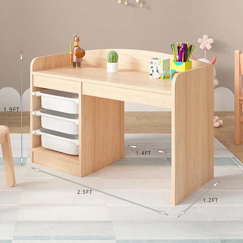 Toy Storage Drawer Organizer for Kids Children Furniture Study Table with Wooden Box Kids Table Storage and Organization