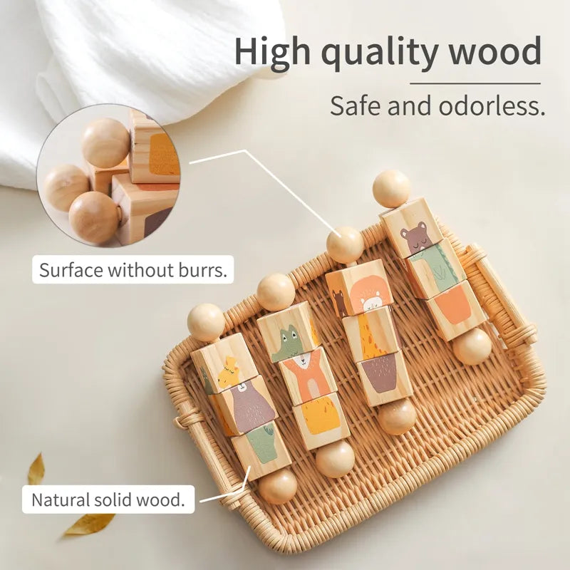 1pc Wooden Montessori Hand bell, Mobile Musical Rattle,
