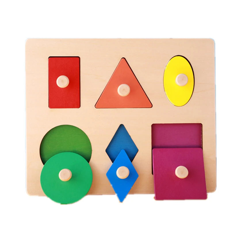 Montessori Multiple First Shape Puzzle, Wooden Geometric Colour Sorter