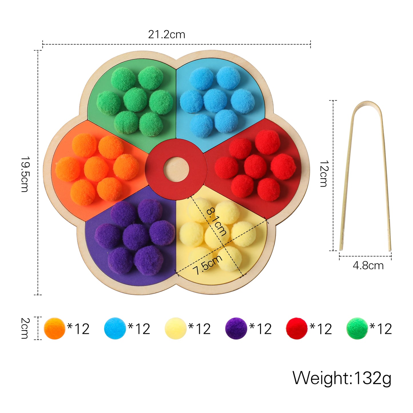 Wooden Montessori Baby Color Sorting Sensory Toy