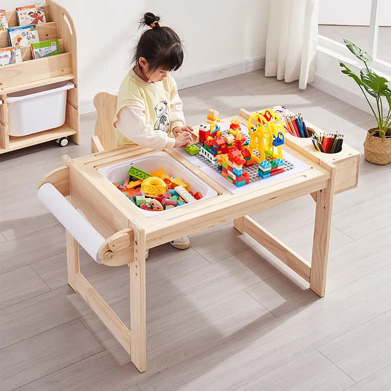 Children's Game Table, Multifunctional Solid Wood Table,