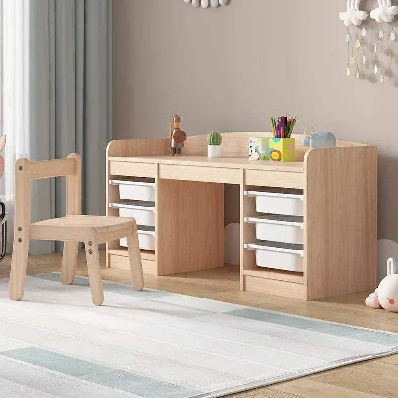 Toy Storage Drawer Organizer for Kids Children Furniture Study Table with Wooden Box Kids Table Storage and Organization