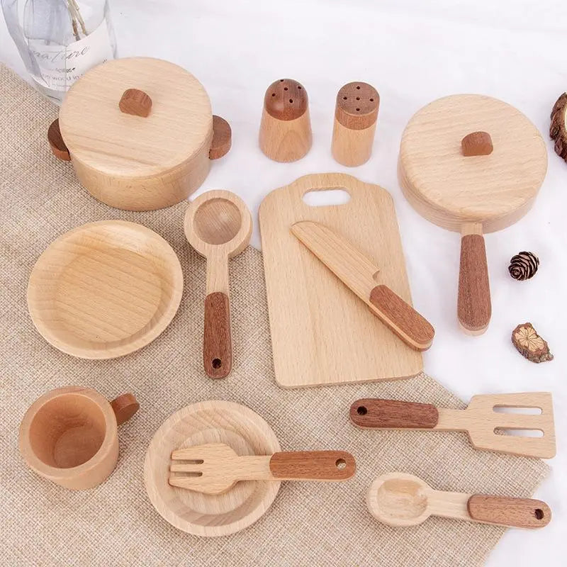 Natural Wood Fruits And Vegetables Cook Play House Simulation Color Toy Preschool Toy Kitchenware Cognitive Wooden Toy Kids Gift