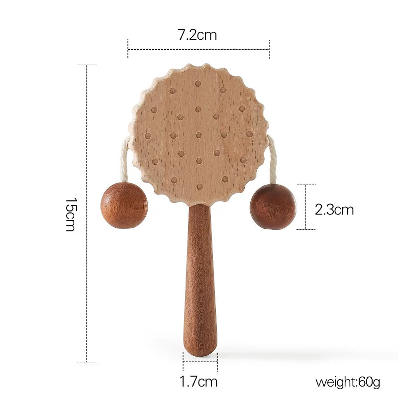 1pc Wooden Montessori Hand bell, Mobile Musical Rattle,