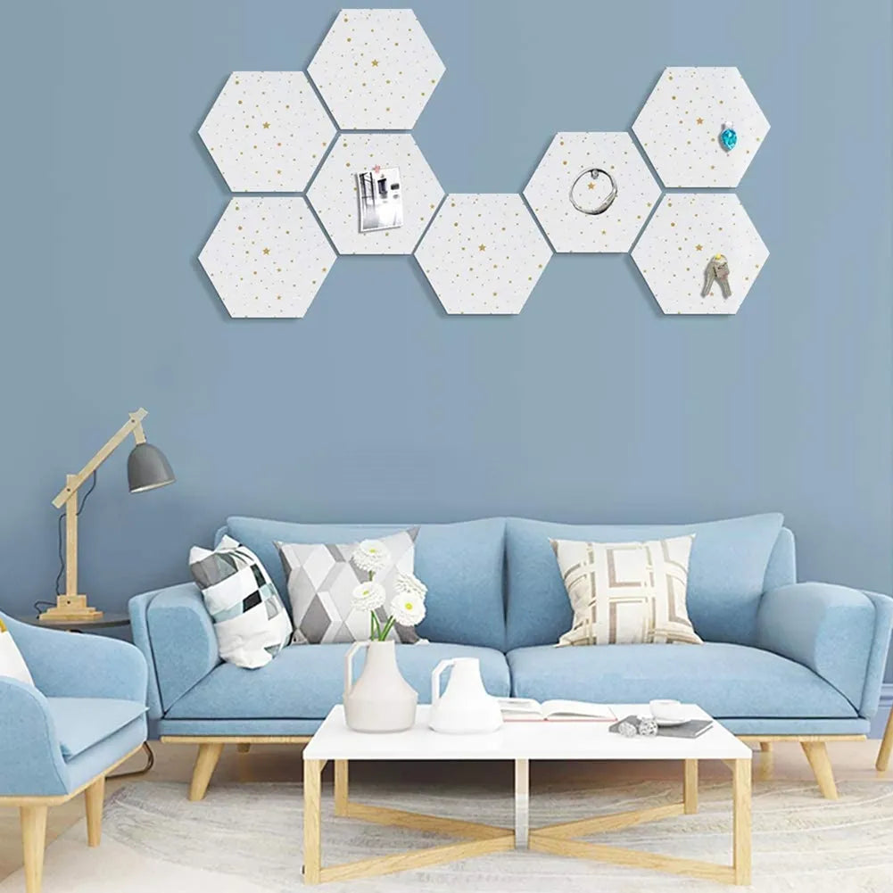 1PC Felt Board Tile Hexagonal Notice Cork Self Adhesive Pin Board Notice Message