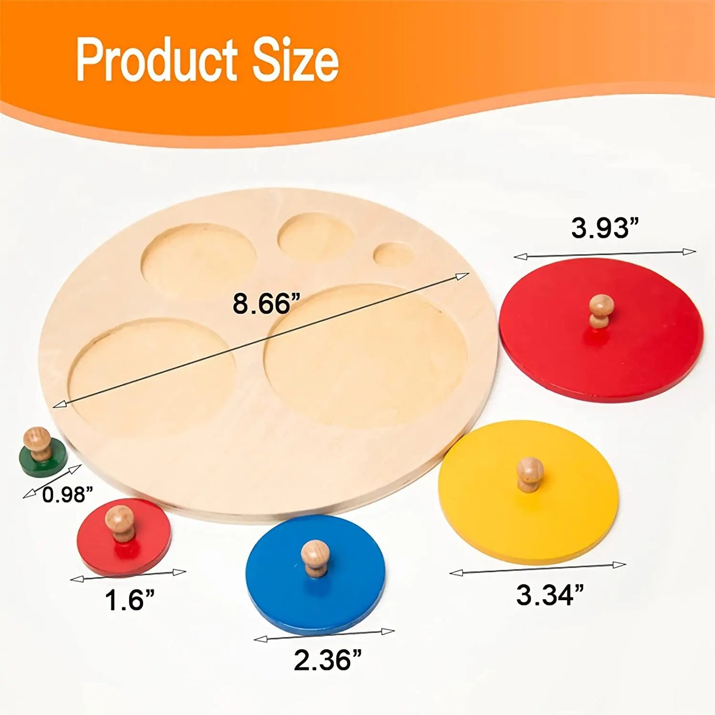Montessori Multiple First Shape Puzzle, Wooden Geometric Colour Sorter