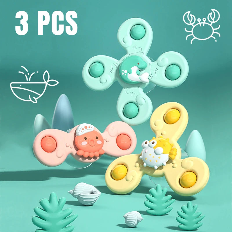 3Pcs/Set Spinner Suction Cup, Rattles, Fidget Educational Toys