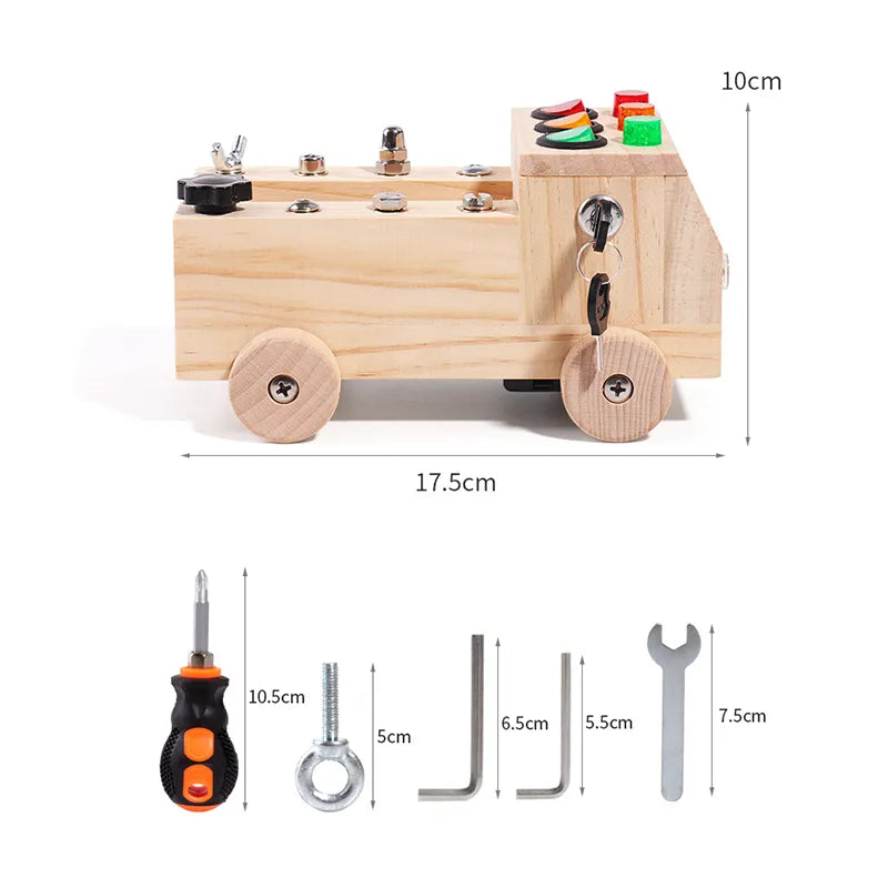 Wooden LED Switch,Disassembly and Assembly, Screws and Nuts Montessori Busy Board