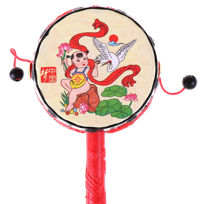 1Pc Chinese Traditional Spin Toy Rattle Drum