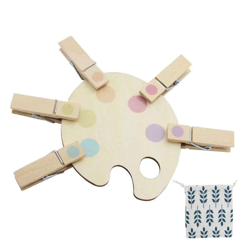 Montessori Wooden Clip Color Matching Puzzle
