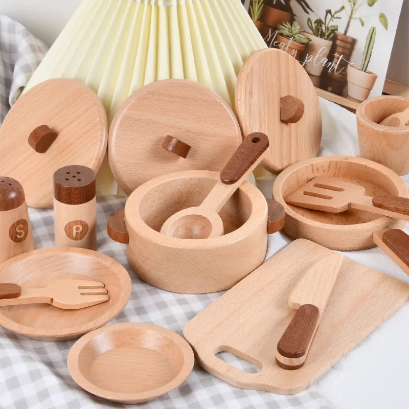 Natural Wood Fruits And Vegetables Cook Play House Simulation Color Toy Preschool Toy Kitchenware Cognitive Wooden Toy Kids Gift