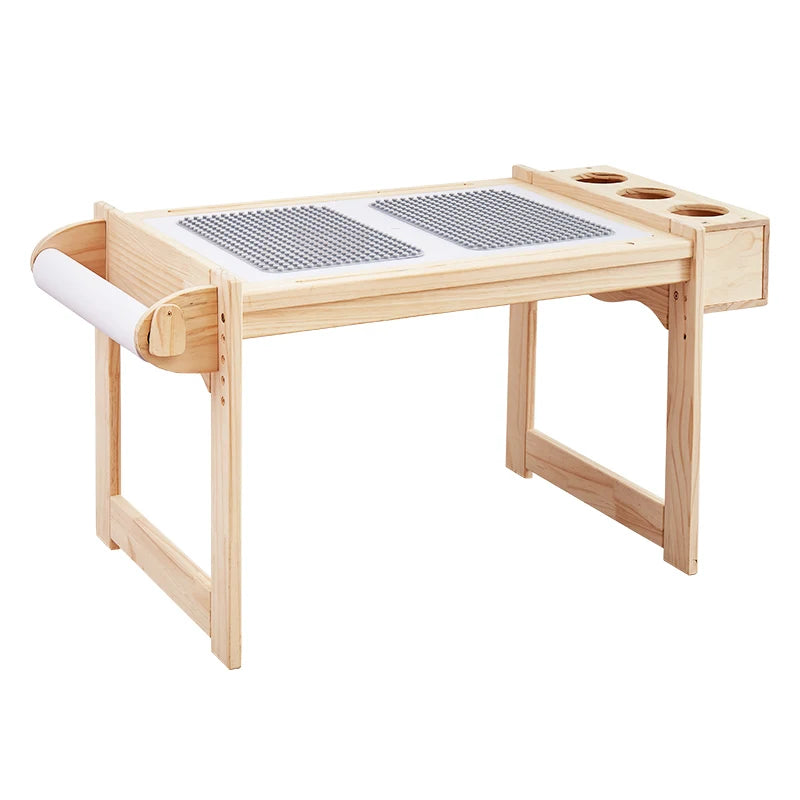 Children's Game Table, Multifunctional Solid Wood Table,