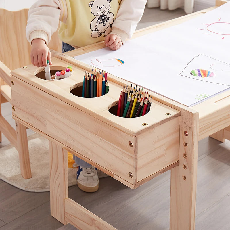 Children's Game Table, Multifunctional Solid Wood Table,