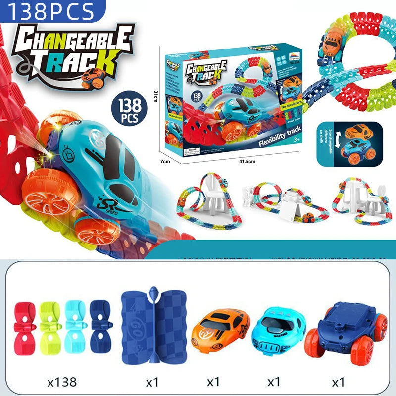 Car Anti-gravity Flexible Track with LED Light-Up Race
