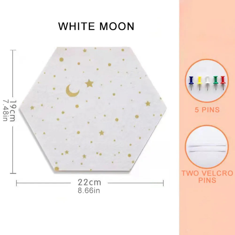 1PC Felt Board Tile Hexagonal Notice Cork Self Adhesive Pin Board Notice Message