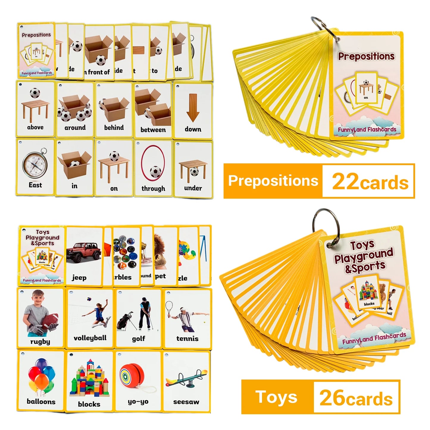 2 Sets of Montessori Baby Learning Word Flash pocket Cards