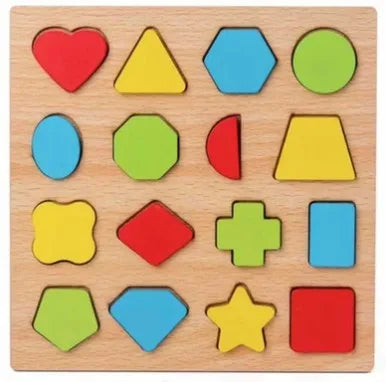 Montessori Multiple First Shape Puzzle, Wooden Geometric Colour Sorter
