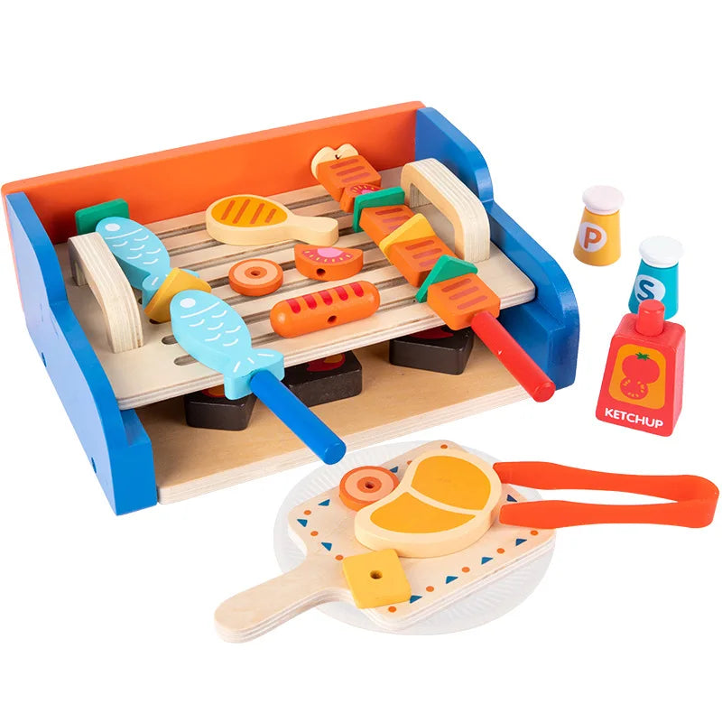 Wooden Play Barbecue Kids Grill Playset