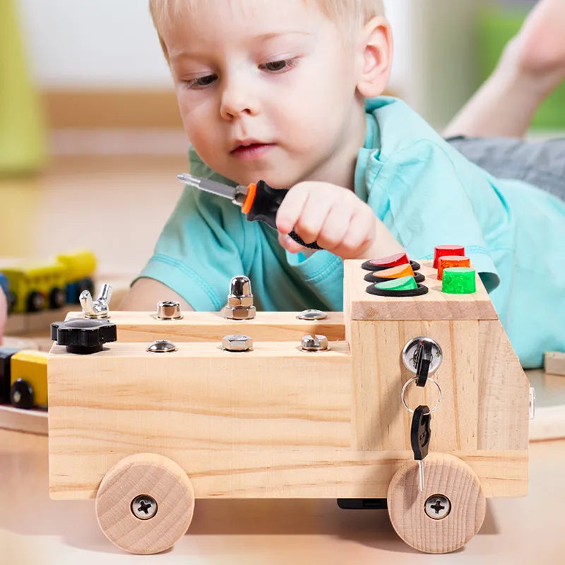 Wooden LED Switch,Disassembly and Assembly, Screws and Nuts Montessori Busy Board