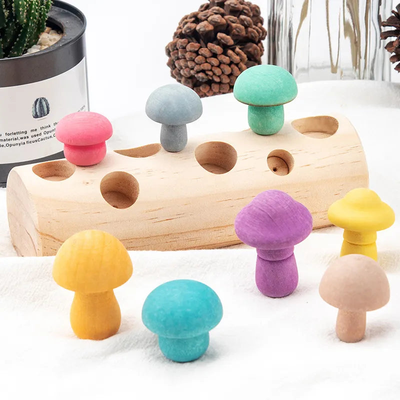 Wooden Montessori Mushroom Picking Educational Toy
