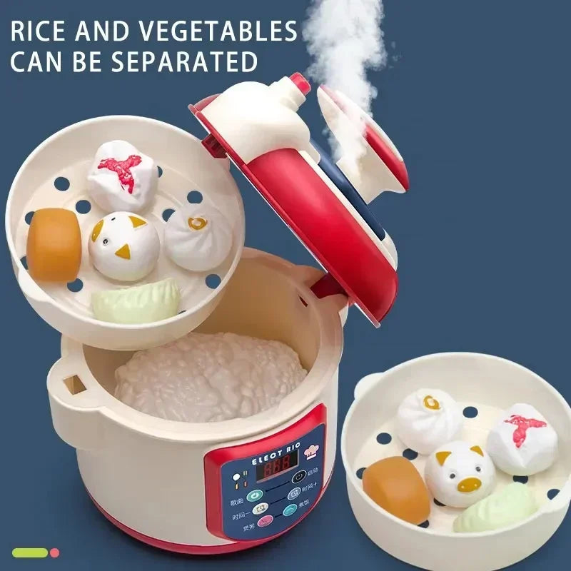 Pretend Play Pot Utensils Set Toys Dishwasher with Induction Cooker Rice Bowls Chopsticks Kitchen Toy Gifts for Kids