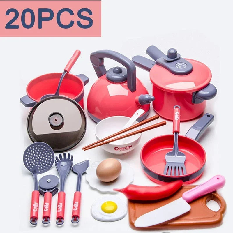Pretend Play Pot Utensils Set Toys Dishwasher with Induction Cooker Rice Bowls Chopsticks Kitchen Toy Gifts for Kids