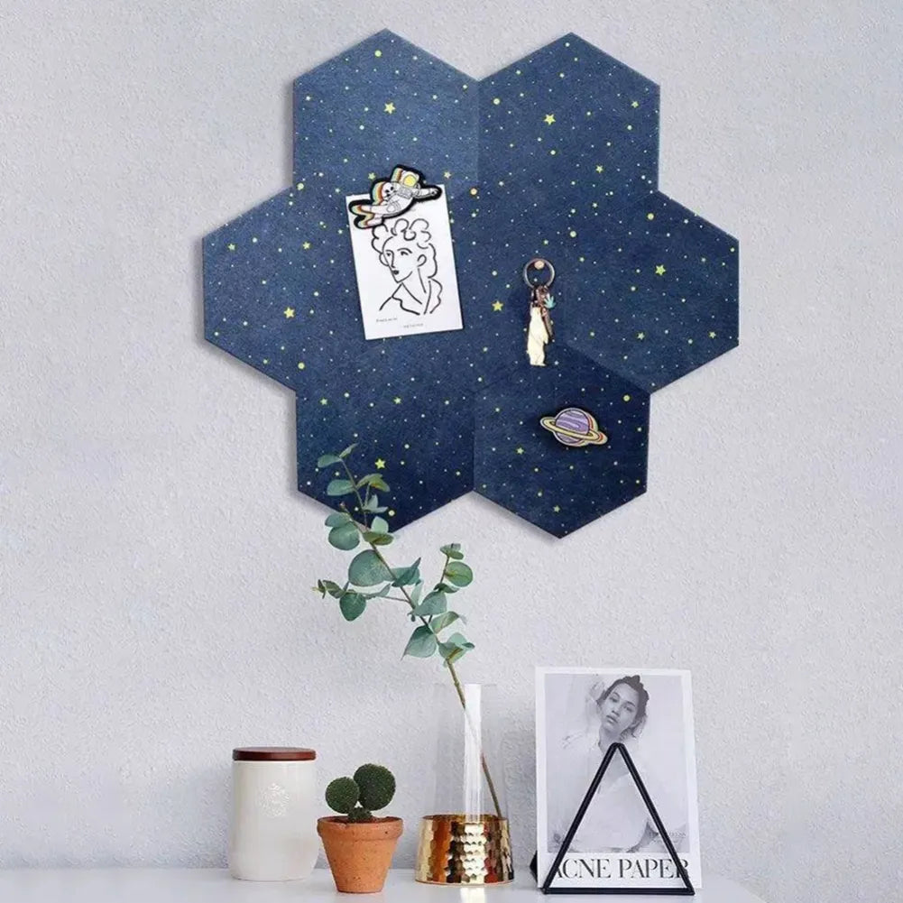 1PC Felt Board Tile Hexagonal Notice Cork Self Adhesive Pin Board Notice Message