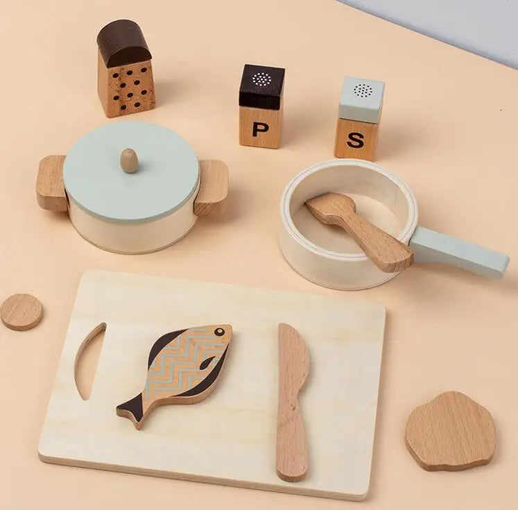 Natural Wood Fruits And Vegetables Cook Play House Simulation Color Toy Preschool Toy Kitchenware Cognitive Wooden Toy Kids Gift