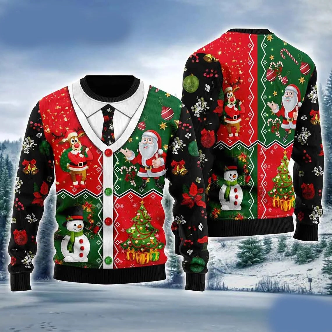 Fake Tie Christmas Sweater