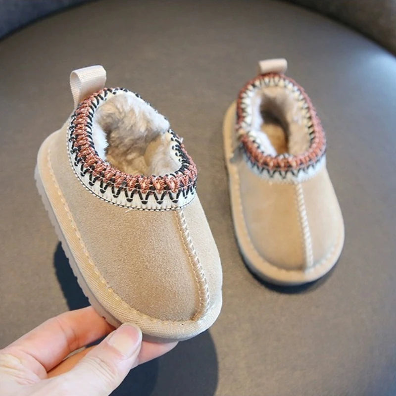 Kids Snow Boots Fashion Warm Winter Ankle Boot Versatile Thick 2025 Retro Baby Girls Shoes Classic Ethnic Boys Boot 1-4 Y Botas