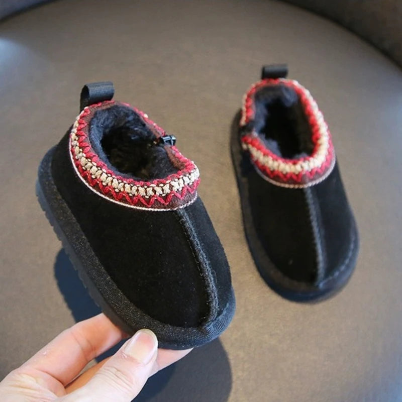 Kids Snow Boots Fashion Warm Winter Ankle Boot Versatile Thick 2025 Retro Baby Girls Shoes Classic Ethnic Boys Boot 1-4 Y Botas